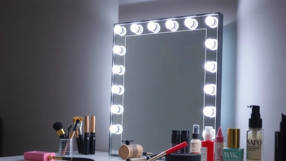 Smink spegel med belysning för bättre resultat
