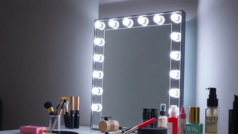 Smink spegel med belysning för bättre resultat